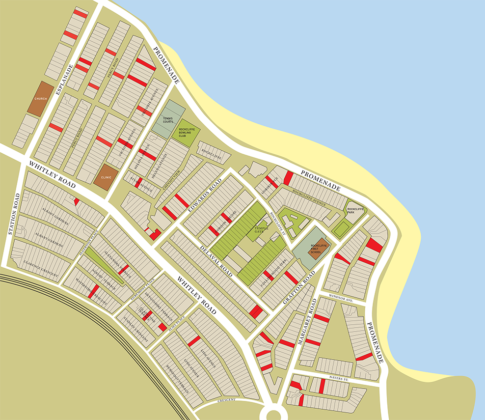 Map of Rockcliffe showing the homes of the fallen
